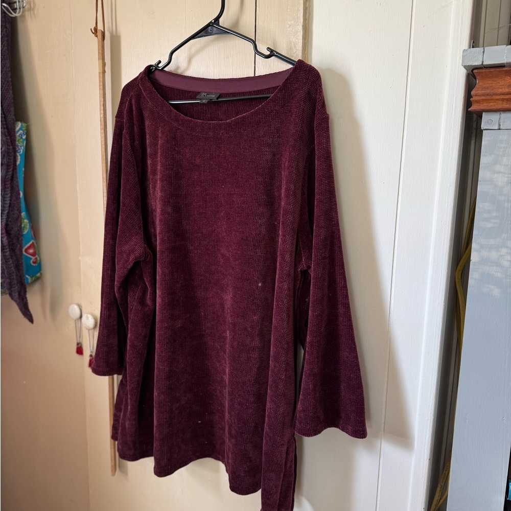 J.Jill Deep Burgundy Long Sleeve Top - Chenille